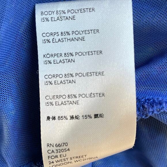 Anthropologie Sheer Mock Neck Top Blue Paisley Artsy Lightweight Size Medium - Picture 9 of 11